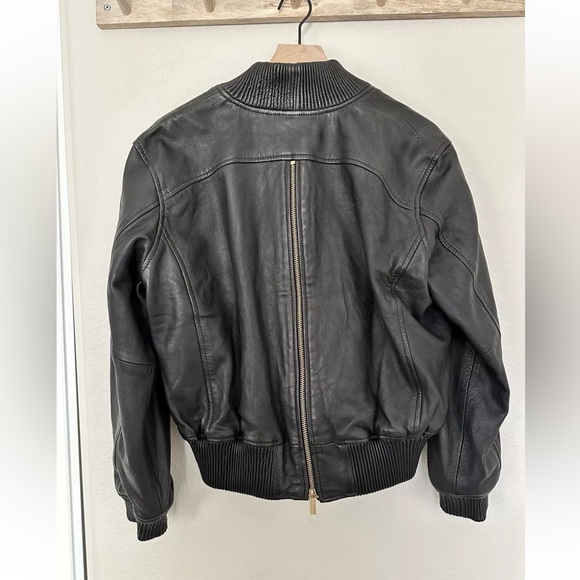 Karen Millen Vintage Washed Leather Bomber Jacket New With Tags Sold Out Online - Picture 5 of 6